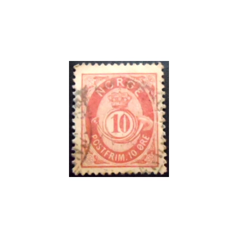 Imagem similar à do selo postal da Noruega de 1888 Posthorn