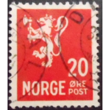 Imagem similar à do selo postal da Noruega de 1940 Lion type III 20
