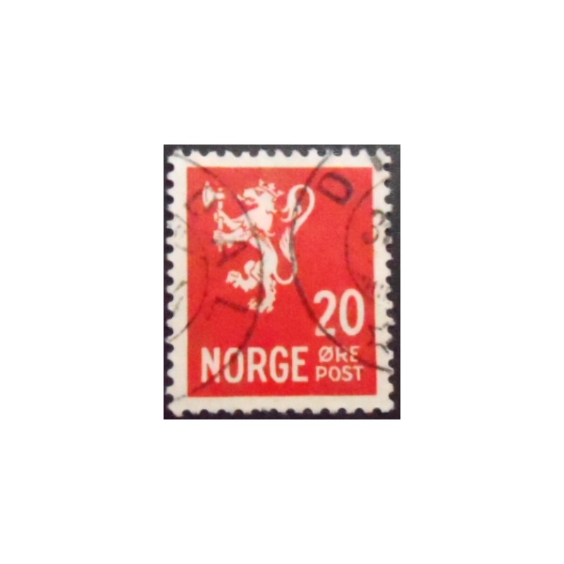 Imagem similar à do selo postal da Noruega de 1940 Lion type III 20