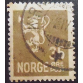 Selo postal da Noruega de 1927 Lion type II 35 U