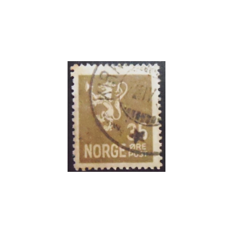 Selo postal da Noruega de 1927 Lion type II 35 U