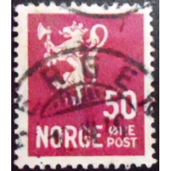 Selo postal da Noruega de 1937 Lion 50