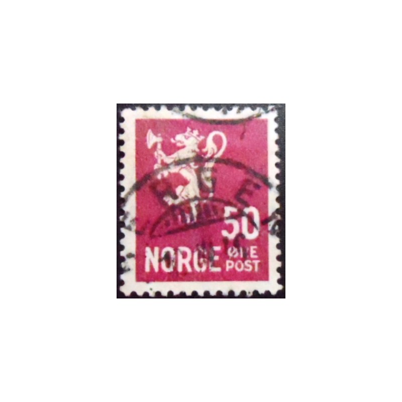 Selo postal da Noruega de 1937 Lion 50