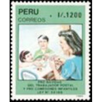 Selo postal do Peru de 1989 Children mailing letters N
