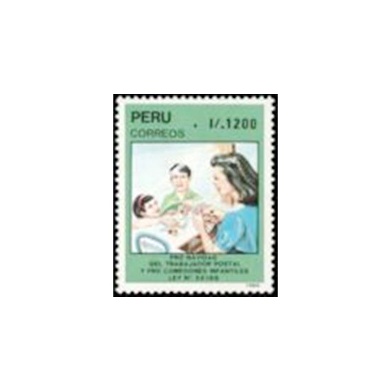 Selo postal do Peru de 1989 Children mailing letters N