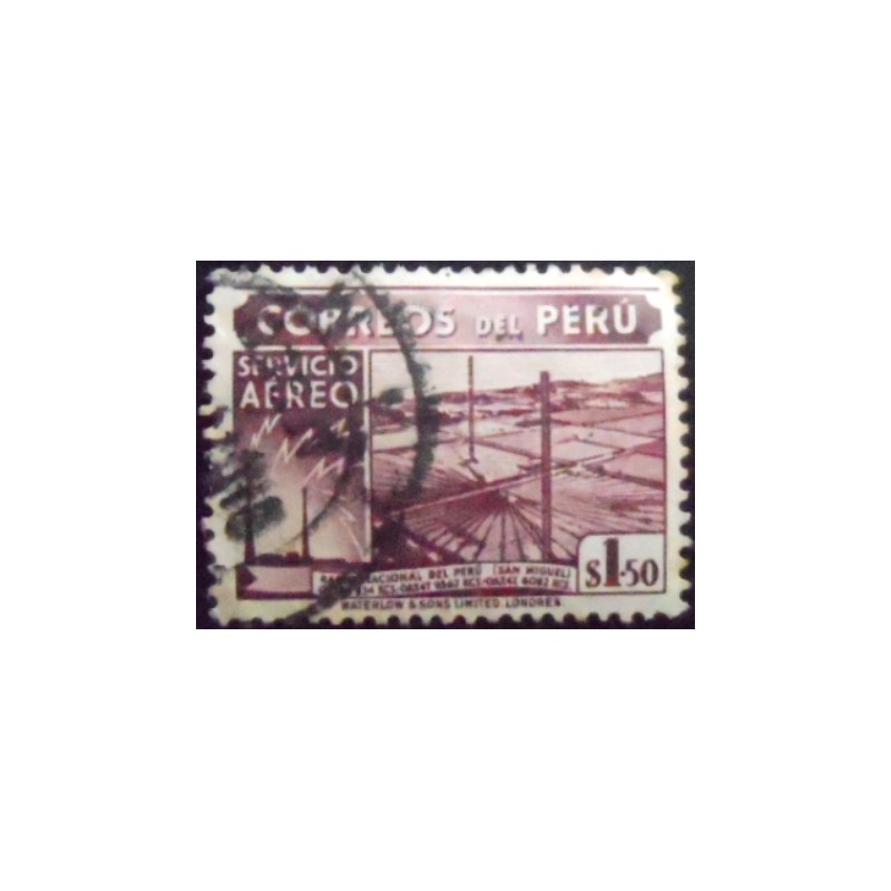 Selo postal do Peru de 1950 National Radio of Peru