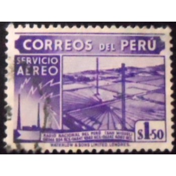 Selo postal do Peru de 1950 National Radio of Peru U