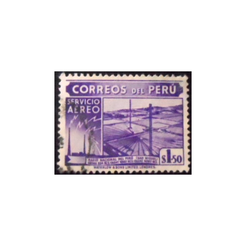 Selo postal do Peru de 1950 National Radio of Peru U