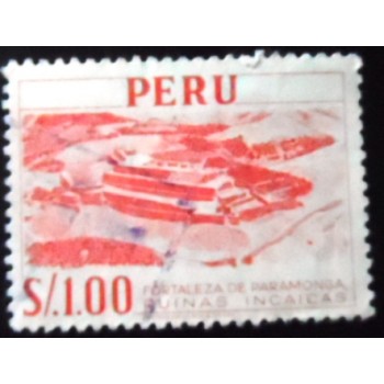 Imagem similar à do selo postal do Peru de 1962 Inka-Fortress at Paramonga La Rue