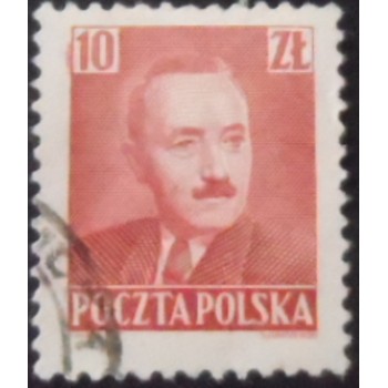 Selo postal da Polônia de 1950 Boleslaw Bierut 10