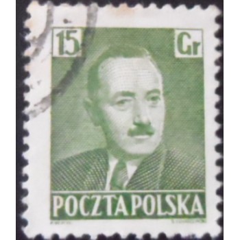 Imagem similar á do selo postal da Polônia de 1950 Boleslaw Bierut 15