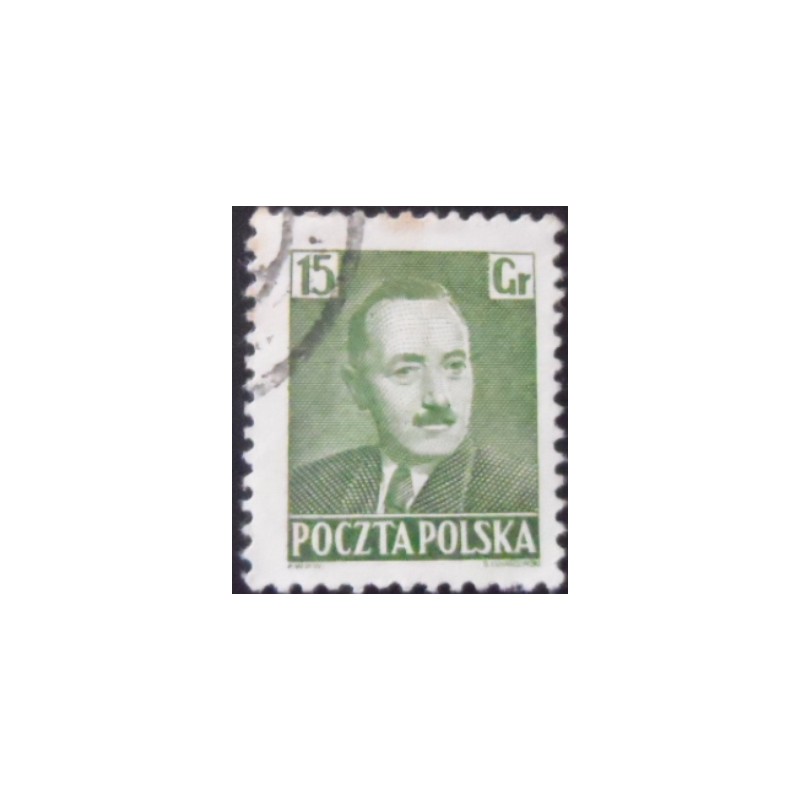 Imagem similar á do selo postal da Polônia de 1950 Boleslaw Bierut 15