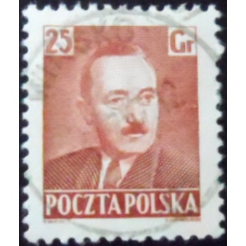 Selo postal da Polônia de 1950 Boleslaw Bierut 25