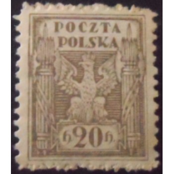 Selo postal da Polônia de 1919 Eagle 20 U