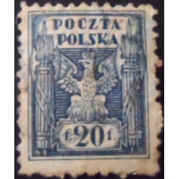 Selo postal da Polônia de 1919 Eagle 20 U