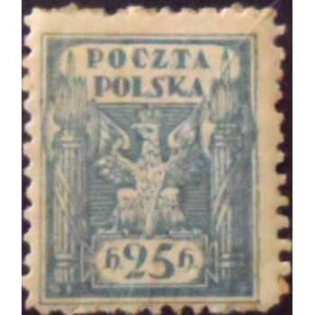 Selo postal da Polônia de 1919 Eagle 25 N