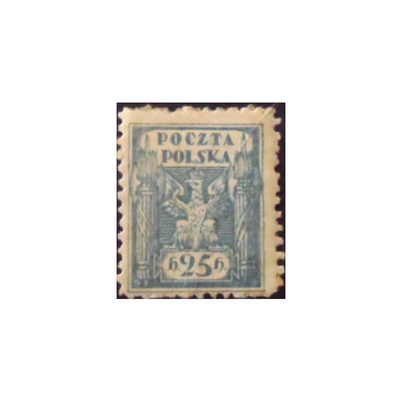 Selo postal da Polônia de 1919 Eagle 25 N