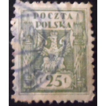 Selo postal da Polônia de 1919 Eagle 25 U