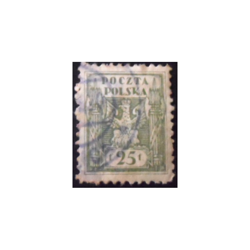 Selo postal da Polônia de 1919 Eagle 25 U