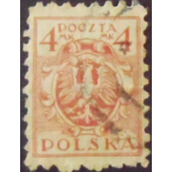 Selo postal da Polônia de 1921 Eagle on a Baroque Shield 4