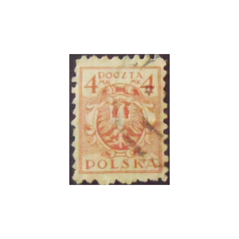 Selo postal da Polônia de 1921 Eagle on a Baroque Shield 4