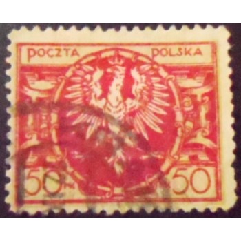 Selo da Polônia de 1921 Eagle on a Large Baroque Shield 50 U