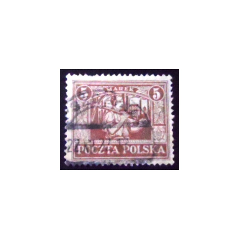 Selo postal da Polônia de 1922 - Miner in Silesia 5 U