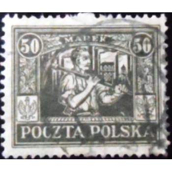 Selo postal da Polônia de 1922 - Miner in Silesia 50 U