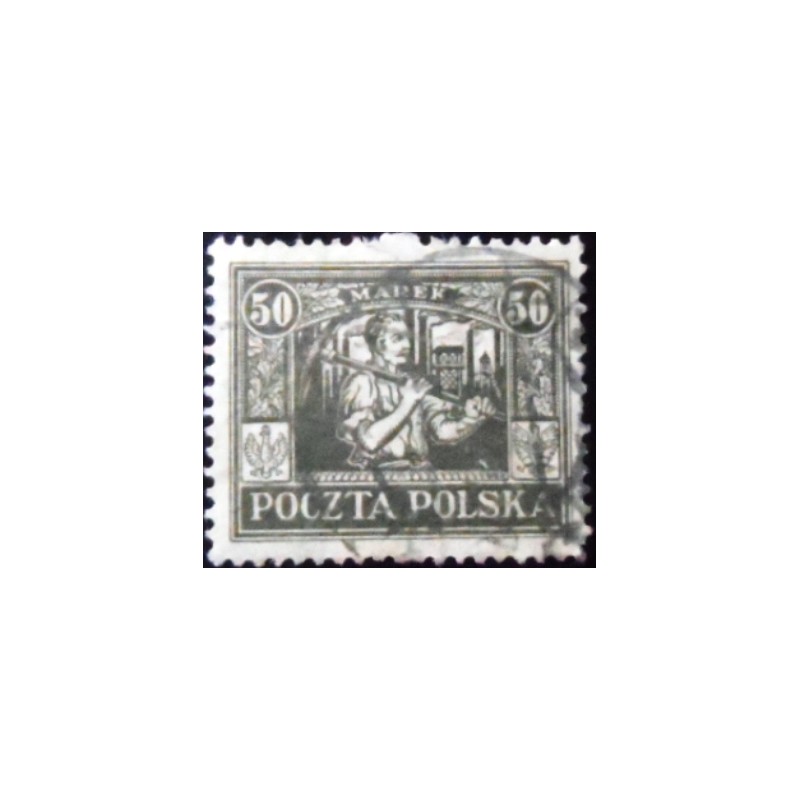 Selo postal da Polônia de 1922 - Miner in Silesia 50 U