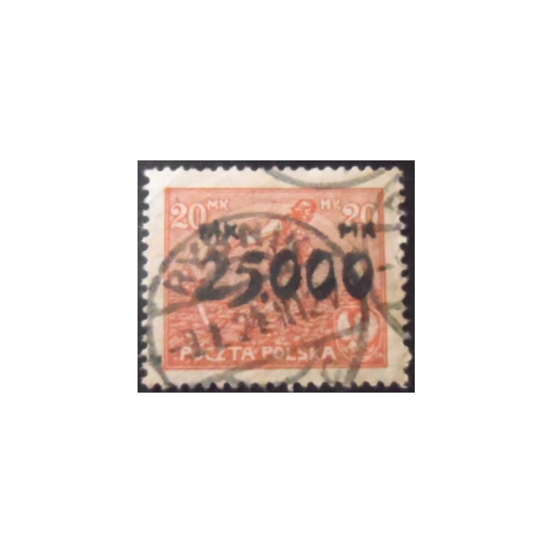 Selo postal da Polônia de 1923 Sowing Man Surcharged