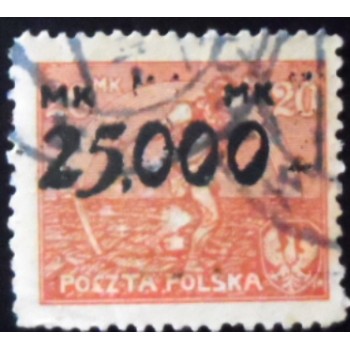 Selo postal da Polônia de 1923 Sowing Man Surcharged U