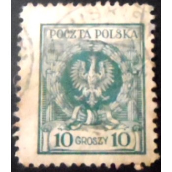 Selo postal da Polônia de 1924 Arms of Poland 10 U