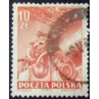 Imagem similar à do selo postal da Polônia de 1952 Cement work in Wierzbica