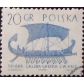 Imagem similar à do selo postal da Polônia de 1963 B.C. Greek Trirem