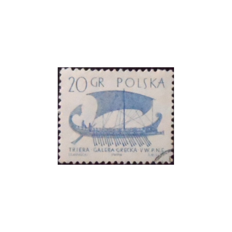 Imagem similar à do selo postal da Polônia de 1963 B.C. Greek Trirem