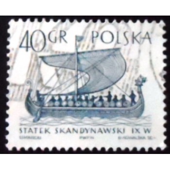 Selo postal da Polonia de 1965 Scandinavian Gokstad