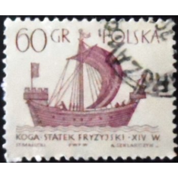 Imagem similar á do selo  postal da Polônia de 1963 Frisian Kogge