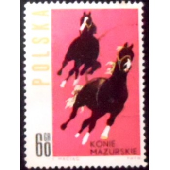 Imagem similar à do selo postal da Polônia de 1963 Horses from Mazury Region U