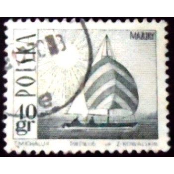 Imagem similar á do selo postal da Polônia de 1966 Amethyst Yacht U