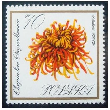 Selo postal da Polônia de 1966 Chrysanthemum N