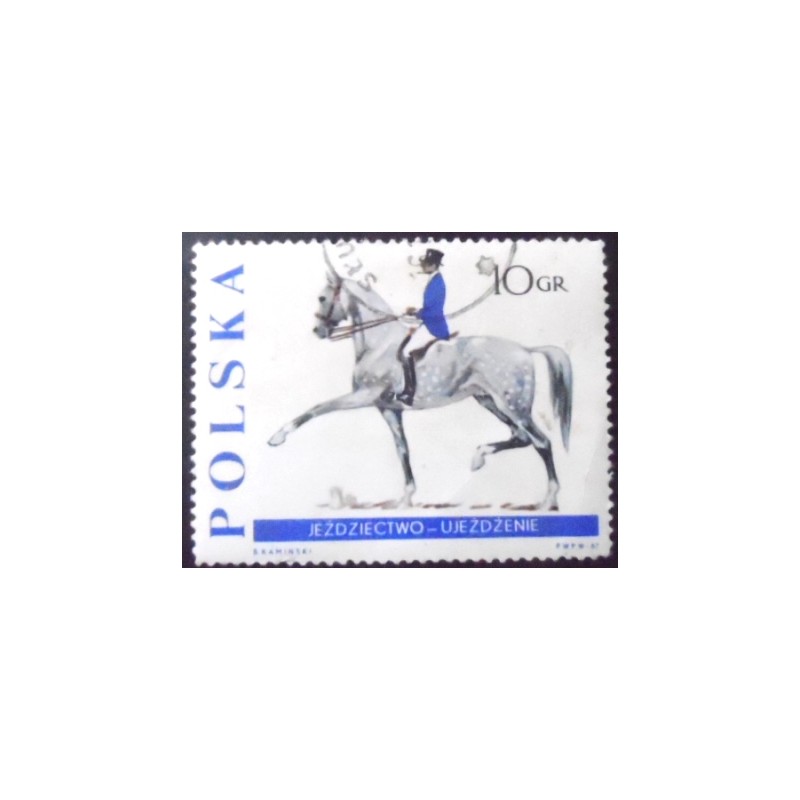 Selo postal da Polônia de 1967 Dressage MCC