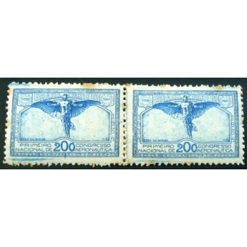 Par de selos postais do Brasil de 1934 Congresso Aeronáutica