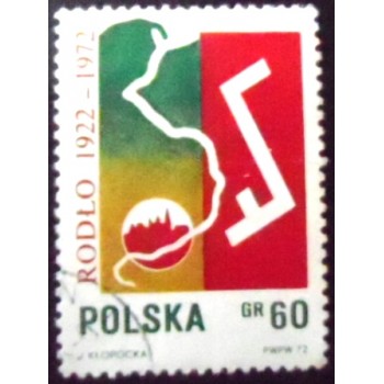 Selo postal da Polônia de 1972 Krakow and Rodło U