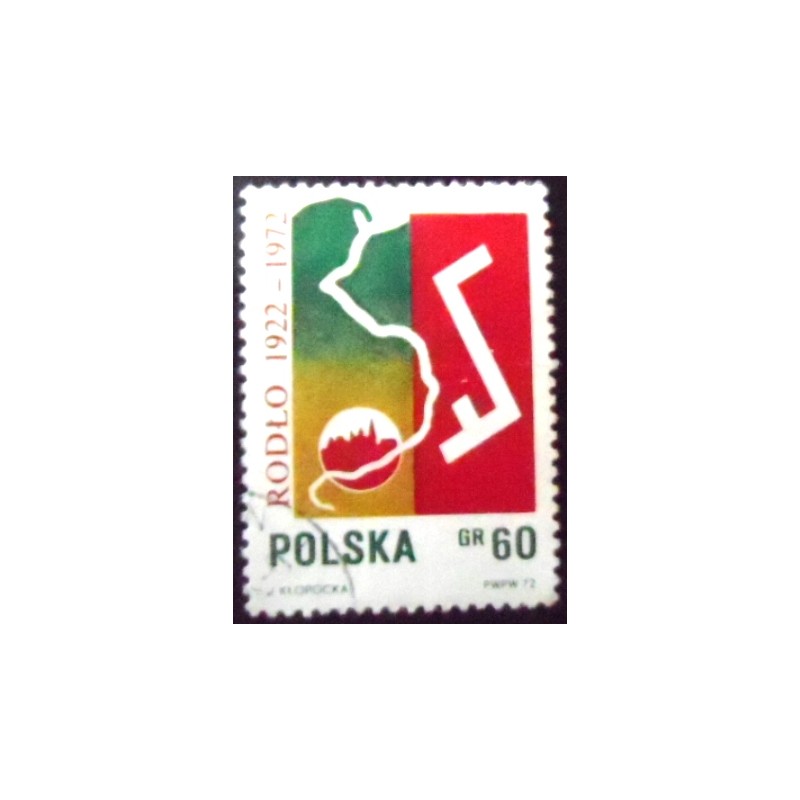 Selo postal da Polônia de 1972 Krakow and Rodło U