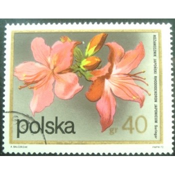 Selo postal da Polônia de 1972 Rhododendron japonicus MCC