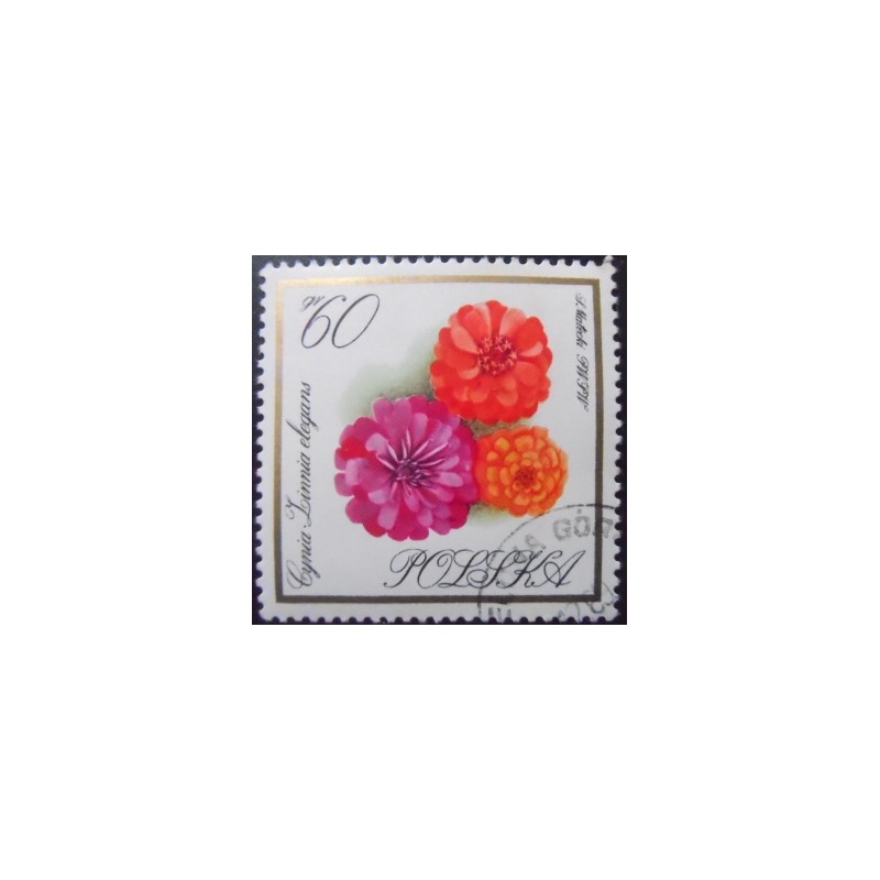 Selo postal da Polônia de 1966 Zinnias MCC