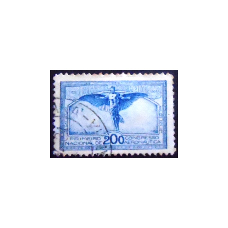 Selo postal do Brasil de 1934 Congresso Aeronáutica U