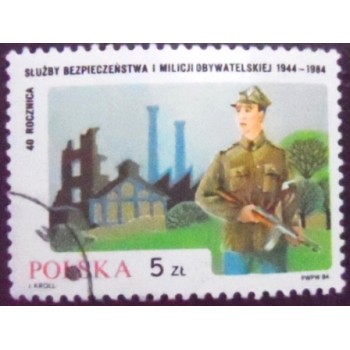 Selo postal da Polônia de 1984 Polish Militia NCC