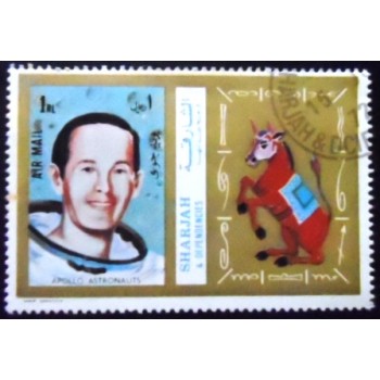 Selo postal do Sharjah de 1972 Apollo 17 astronaut