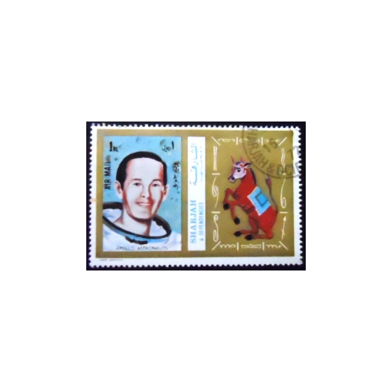 Selo postal do Sharjah de 1972 Apollo 17 astronaut